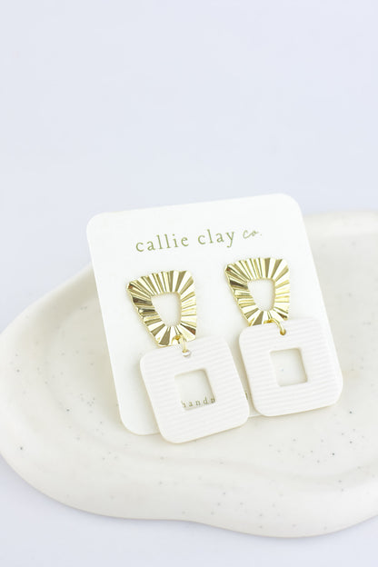 Grace Dangles | Gold & Textured White