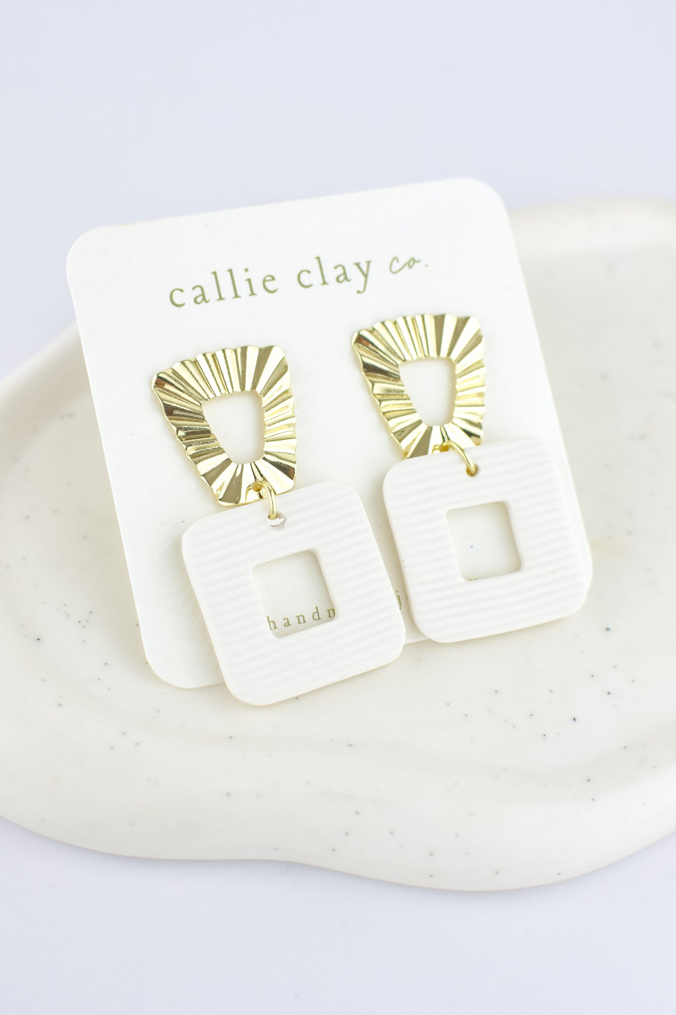 Grace Dangles | Gold & Textured White