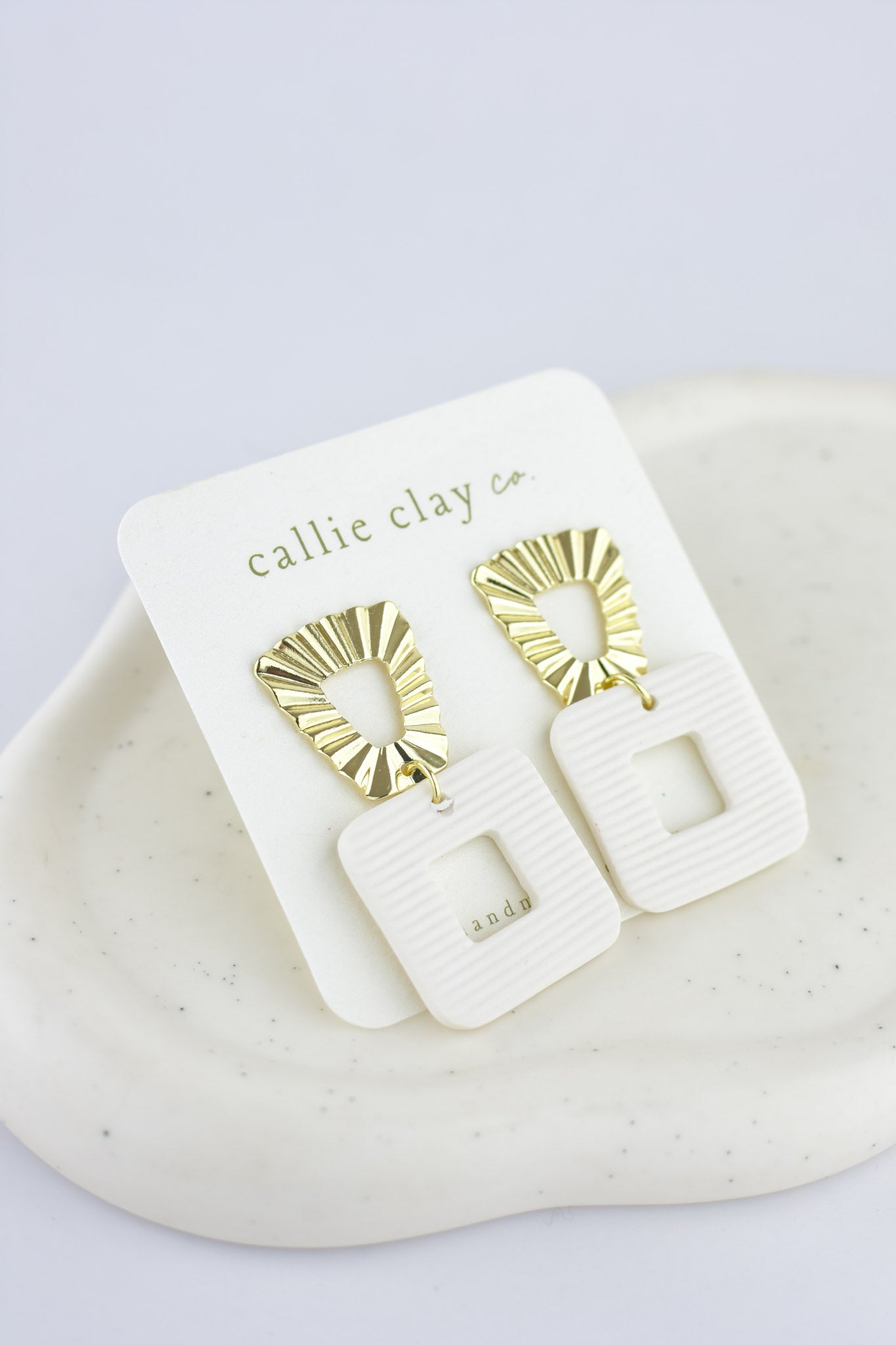 Grace Dangles | Gold & Textured White