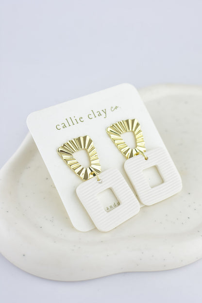 Grace Dangles | Gold & Textured White