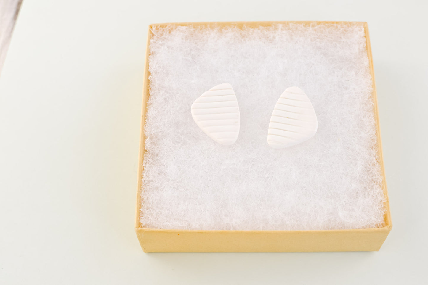 Textured White Studs | Triangular