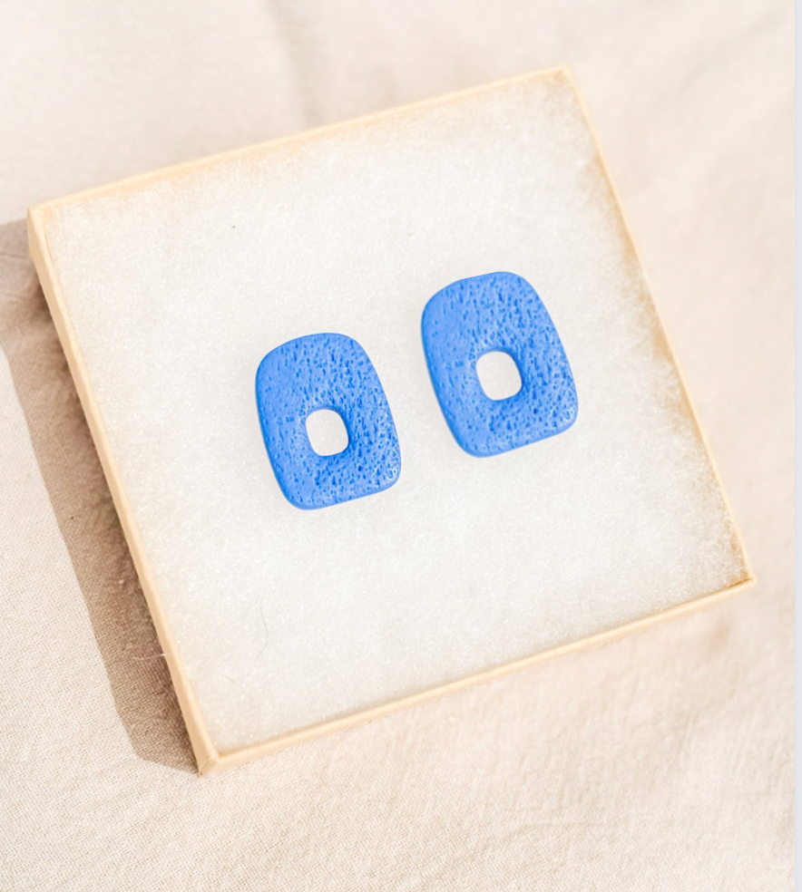 Oversized Textured Studs | Indigo