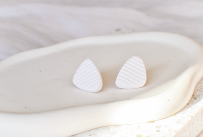 Textured White Studs | Triangular