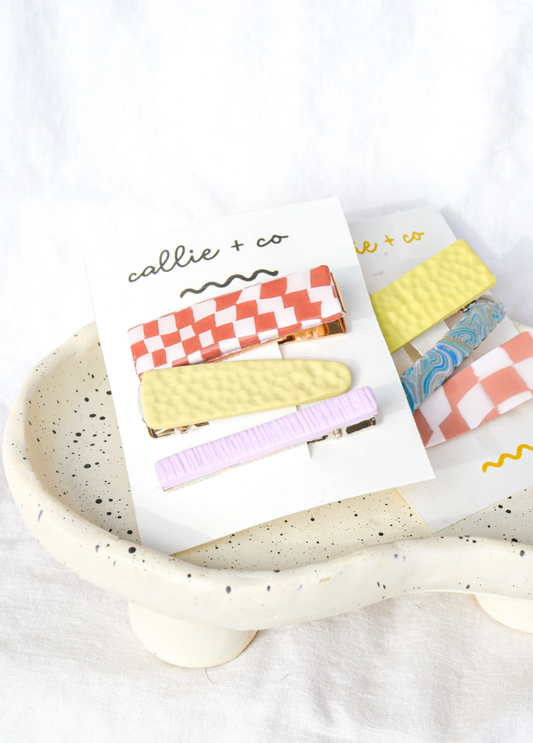 Mystery Trio Hair Clip Set: Modern Clay Barrettes