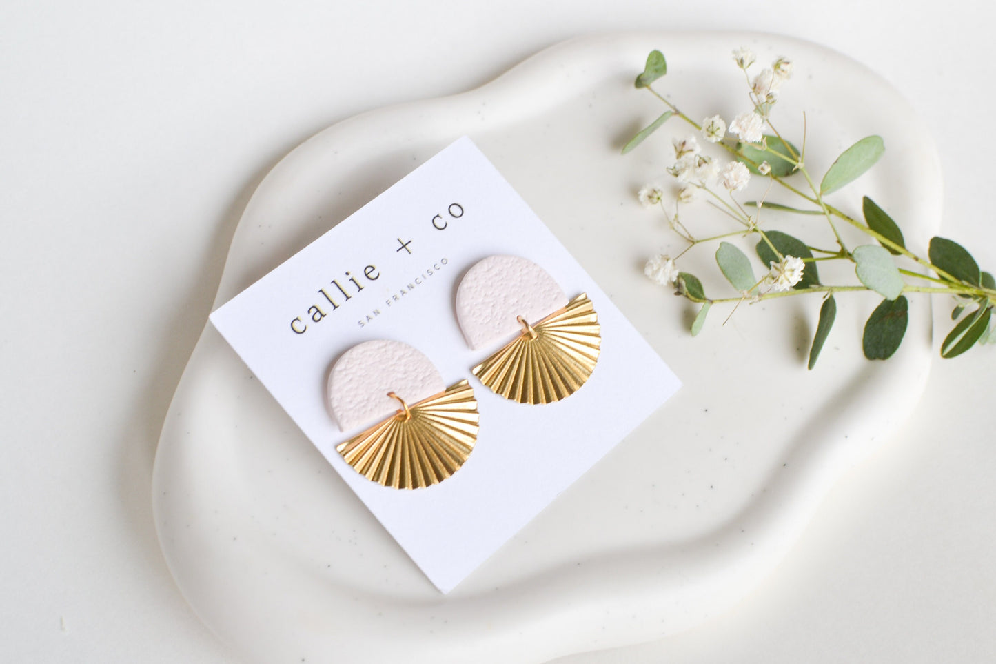 Sunburst Clay Earrings in Ivory, Hypoallergenic Titanium Posts, Lightweight, Handmade Statement Earrings, Gift For Her