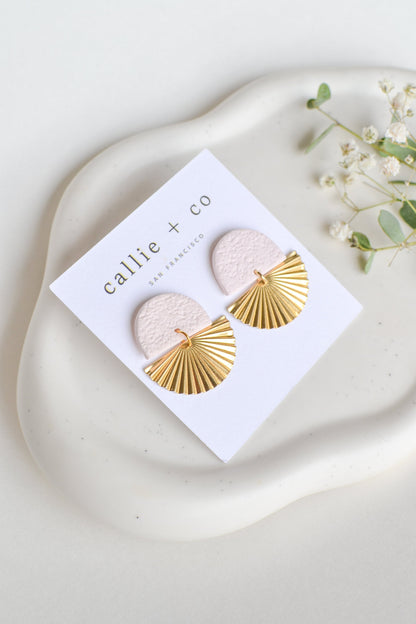 Sunburst Clay Earrings in Ivory, Hypoallergenic Titanium Posts, Lightweight, Handmade Statement Earrings, Gift For Her