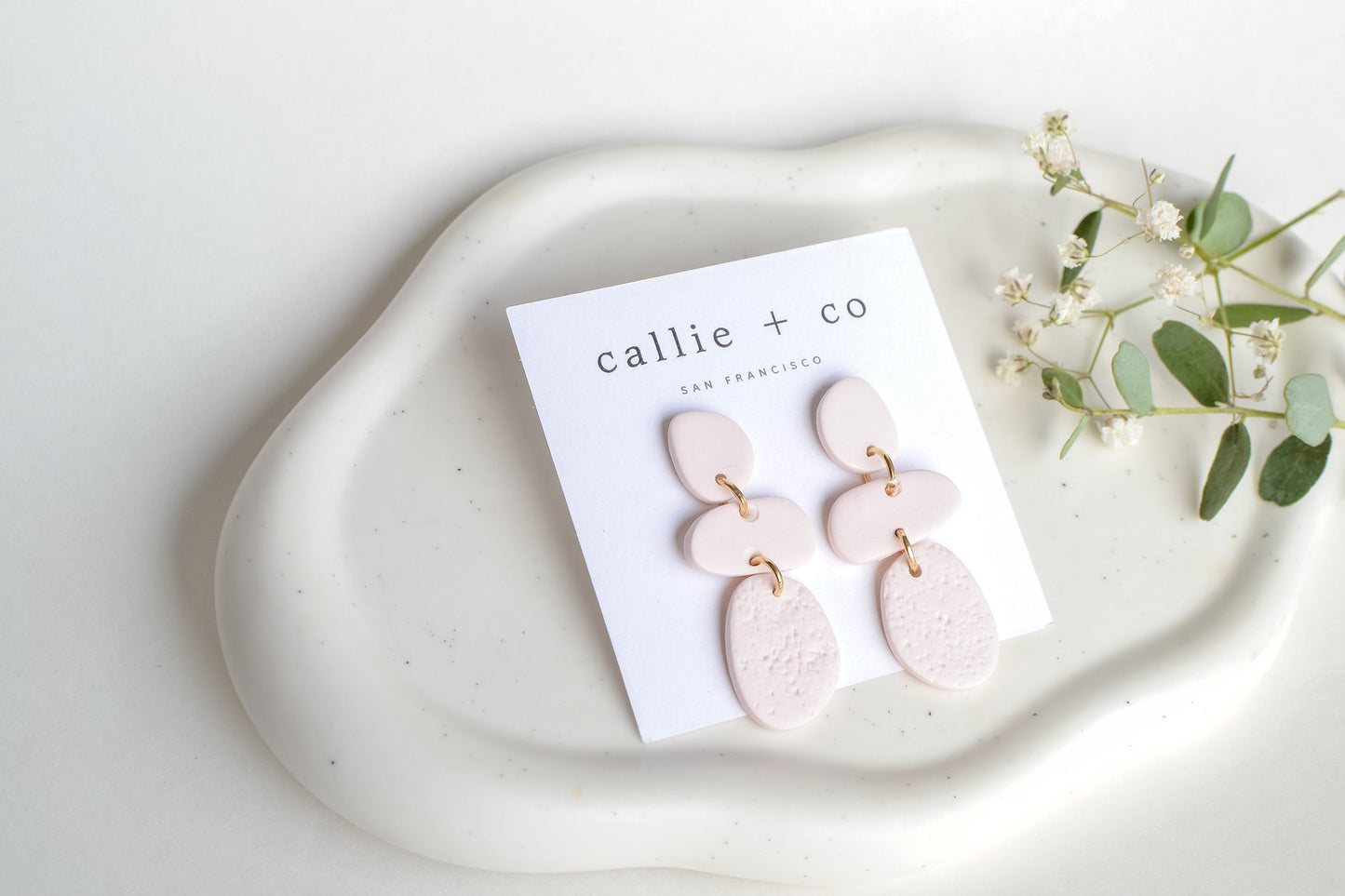 Cleo Clay Statement Earrings in Ivory, Hypoallergenic Titanium Posts, Lightweight, Handmade Statement Earrings, Gift For Her