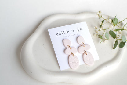 Cleo Clay Statement Earrings in Ivory, Hypoallergenic Titanium Posts, Lightweight, Handmade Statement Earrings, Gift For Her