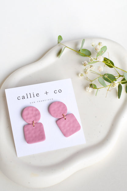 Juni Textured Clay Earrings in Blush, Modern Earrings, Hypoallergenic Titanium Posts, Lightweight, Handmade Statement Earrings, Gift For Her