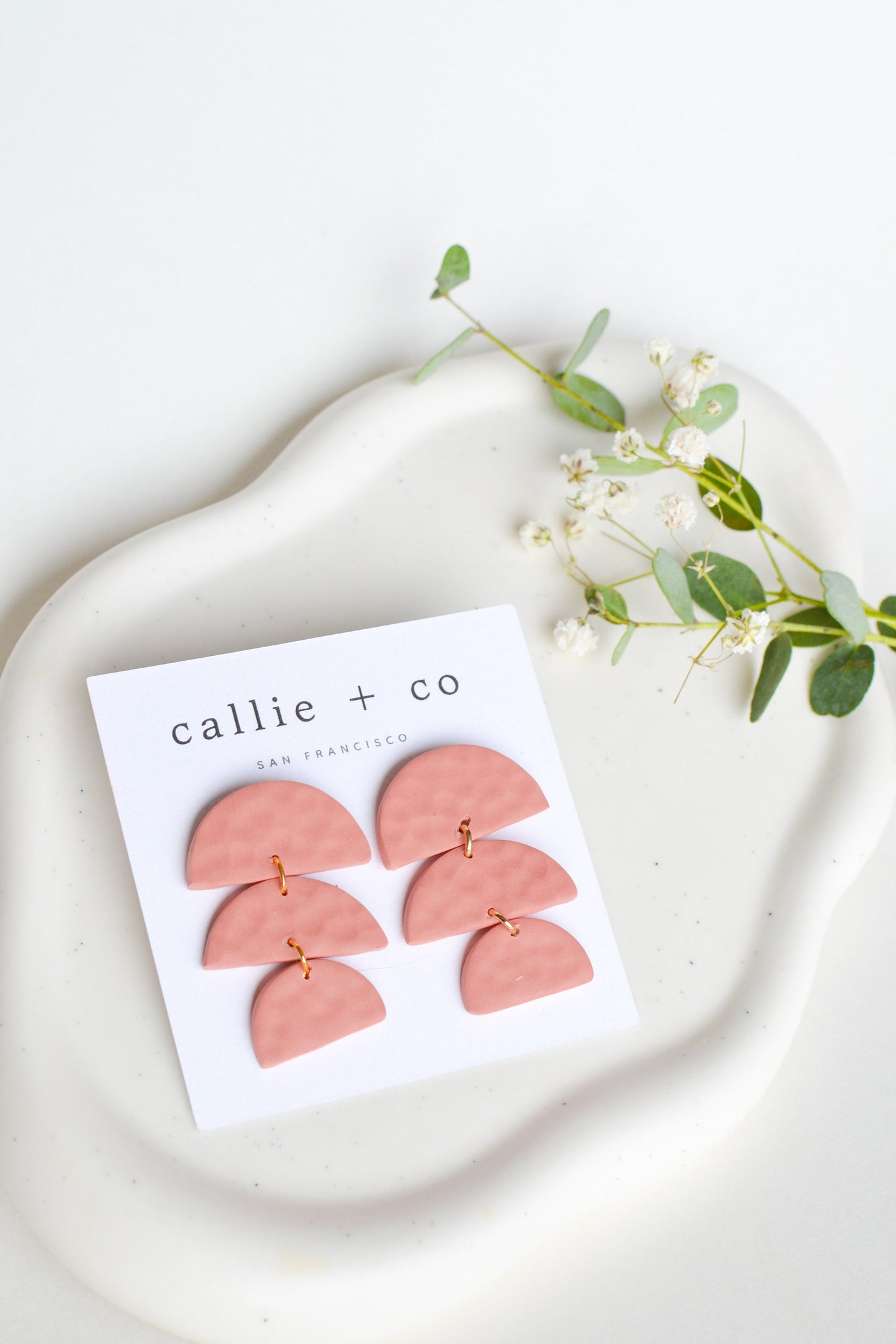 Sadie Clay Statement Earrings in Blush, Textured, Minimalist, Hypoallergenic Titanium Posts, Handmade Statement Earrings, Gift For Her