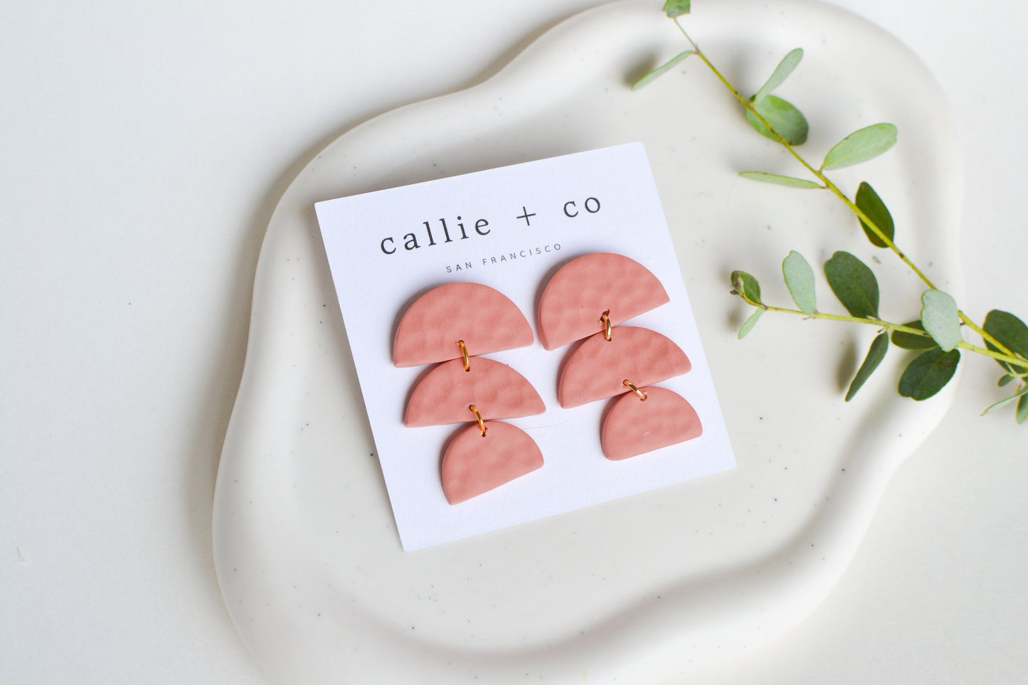 Sadie Clay Statement Earrings in Blush, Textured, Minimalist, Hypoallergenic Titanium Posts, Handmade Statement Earrings, Gift For Her