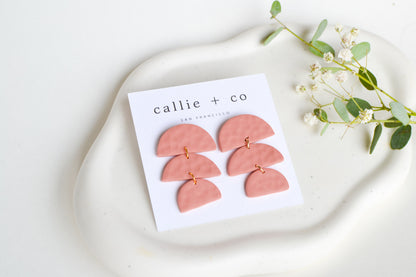 Sadie Clay Statement Earrings in Blush, Textured, Minimalist, Hypoallergenic Titanium Posts, Handmade Statement Earrings, Gift For Her