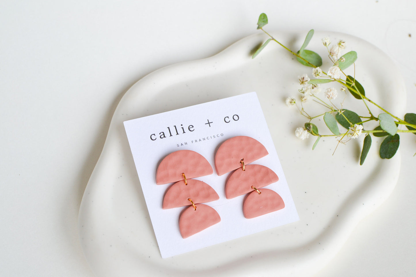 Sadie Clay Statement Earrings in Blush, Textured, Minimalist, Hypoallergenic Titanium Posts, Handmade Statement Earrings, Gift For Her