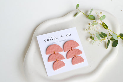 Sadie Clay Statement Earrings in Blush, Textured, Minimalist, Hypoallergenic Titanium Posts, Handmade Statement Earrings, Gift For Her