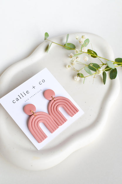 Ailey Arches, Clay Earrings in Blush, Modern Earrings, Hypoallergenic Titanium Posts, Lightweight, Handmade Statement Earrings, Gift For Her