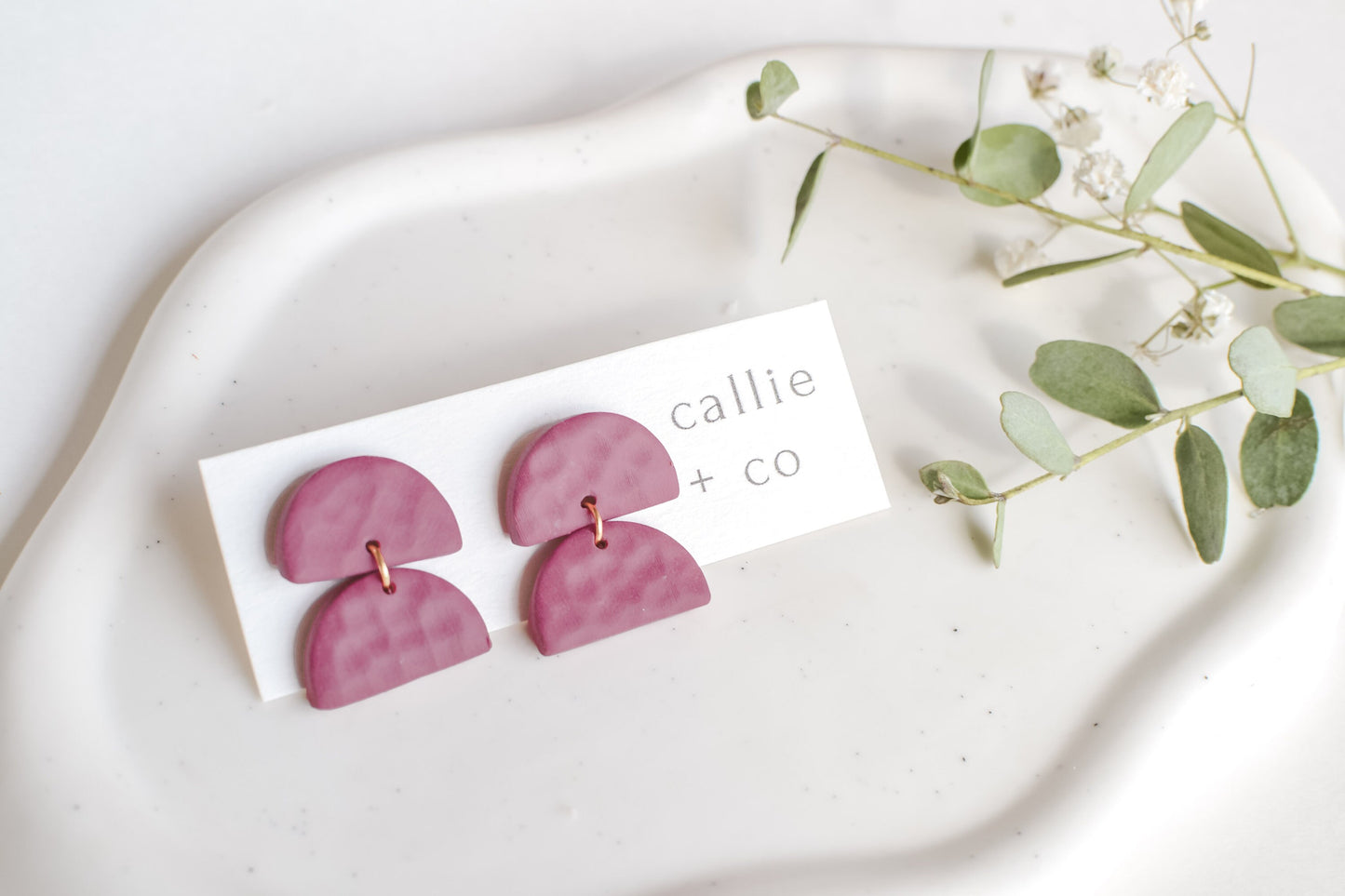 Sadie Clay Statement Earrings in Burgundy, Textured, Minimalist, Hypoallergenic Titanium Posts, Handmade Statement Earrings, Gift For Her