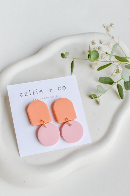 Marigold Modern Statement Earrings, Handmade Clay Earrings, Minimalist Modern, Hypoallergenic Titanium Posts