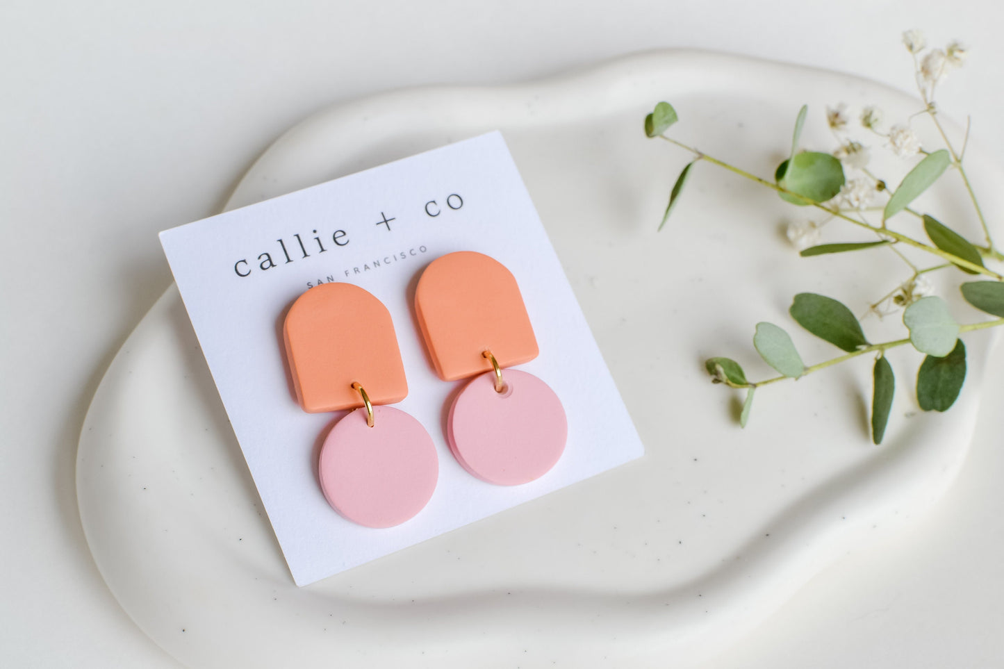 Marigold Modern Statement Earrings, Handmade Clay Earrings, Minimalist Modern, Hypoallergenic Titanium Posts