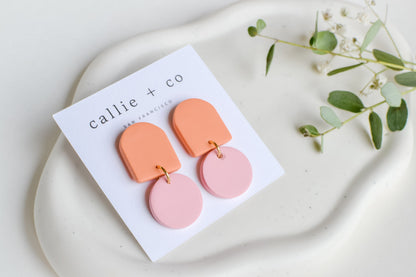 Marigold Modern Statement Earrings, Handmade Clay Earrings, Minimalist Modern, Hypoallergenic Titanium Posts