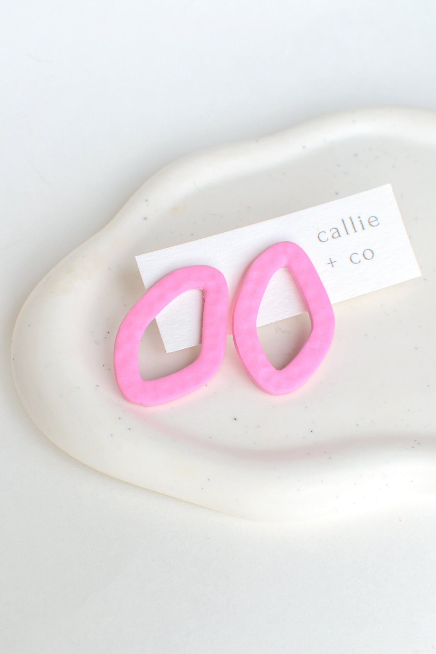 Oversized Textured Studs in Barbie Pink, Polymer Clay Earrings, Hypoallergenic Titanium Posts, Lightweight, Handmade Modern Unique Earrings