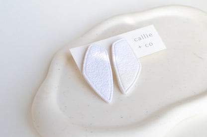 Dagg Oversized Studs in Ivory, Polymer Clay Earrings, Hypoallergenic Titanium Posts, Lightweight, Handmade Modern Unique Earrings