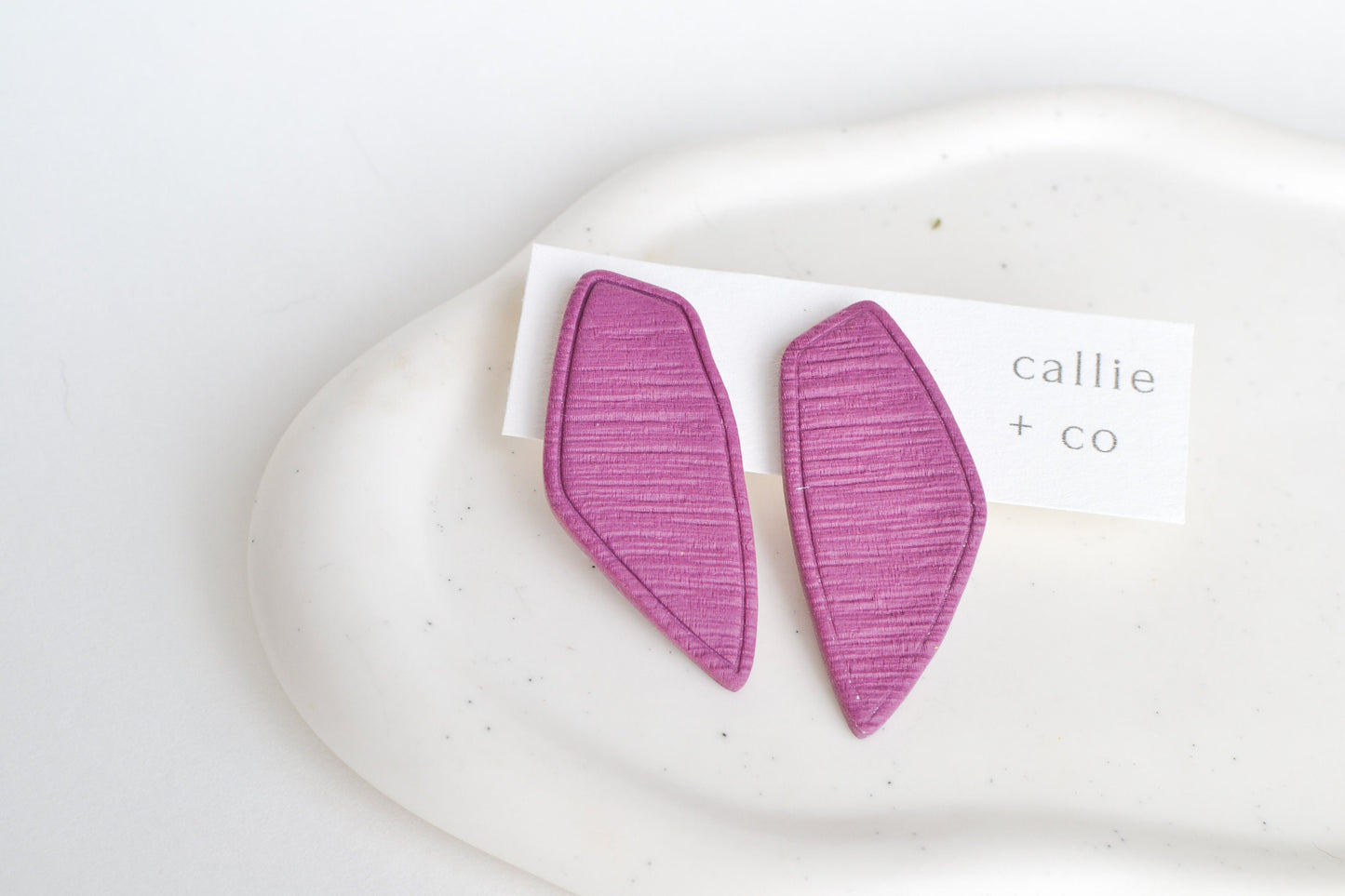 Dagg Textured Studs in Plum, Polymer Clay Earrings, Hypoallergenic Titanium Posts, Lightweight, Handmade Modern Unique Earrings