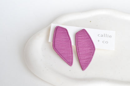 Dagg Textured Studs in Plum, Polymer Clay Earrings, Hypoallergenic Titanium Posts, Lightweight, Handmade Modern Unique Earrings