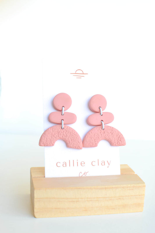 Cleo Clay Statement Earrings in Rose, Hypoallergenic Titanium Posts, Lightweight, Handmade Statement Earrings, Gift For Her