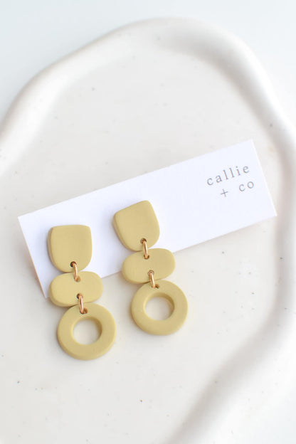 Cleo Clay Statement Earrings in Artichoke, Hypoallergenic Titanium Posts, Lightweight, Handmade Statement Earrings, Gift For Her