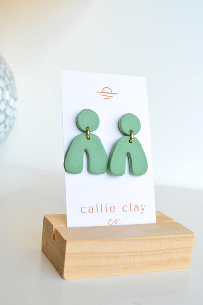 Caroline Arches in Aqua, Handmade Clay Statement Earrings, Modern, Hypoallergenic Titanium Posts