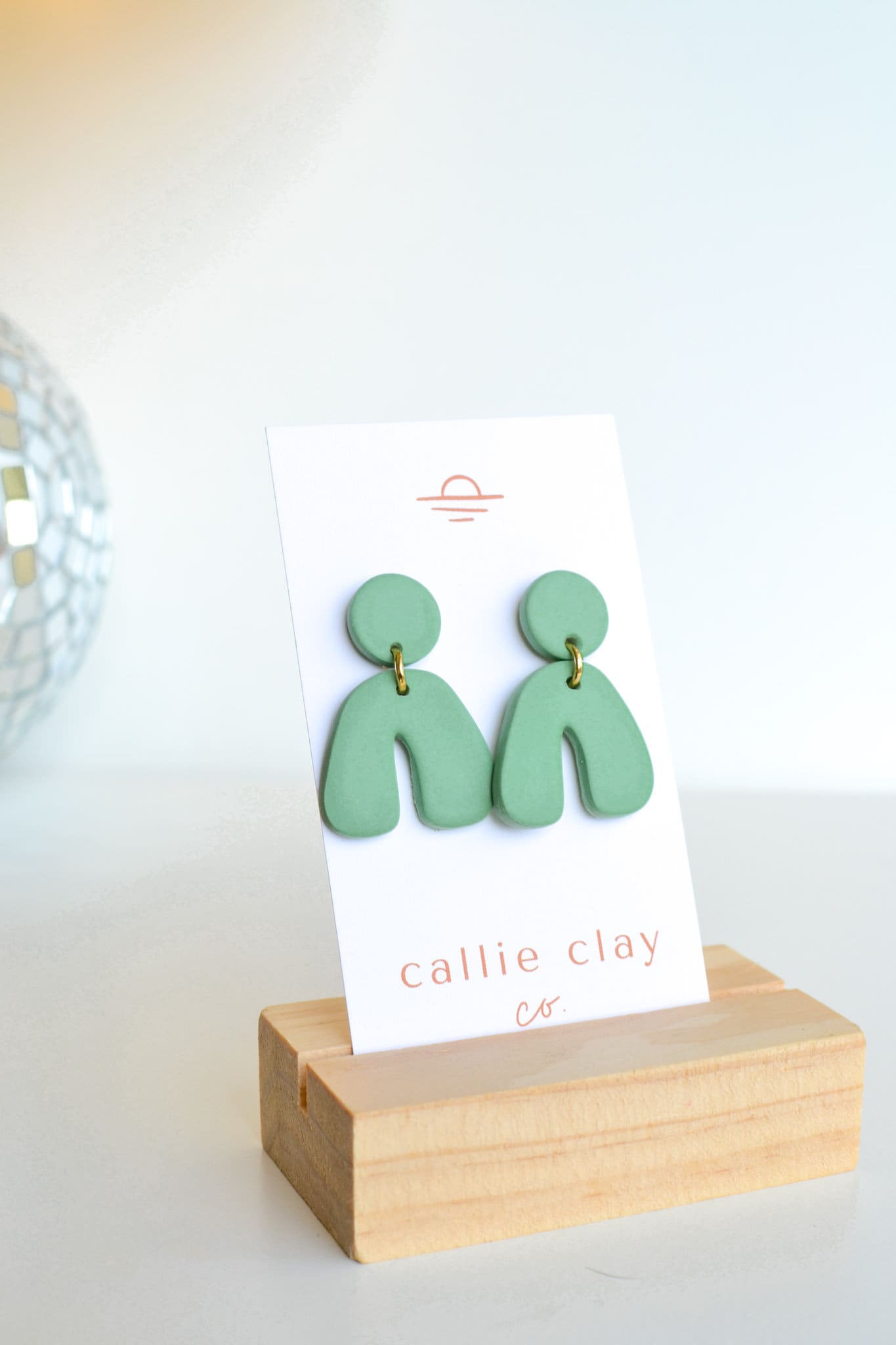 Caroline Arches in Aqua, Handmade Clay Statement Earrings, Modern, Hypoallergenic Titanium Posts