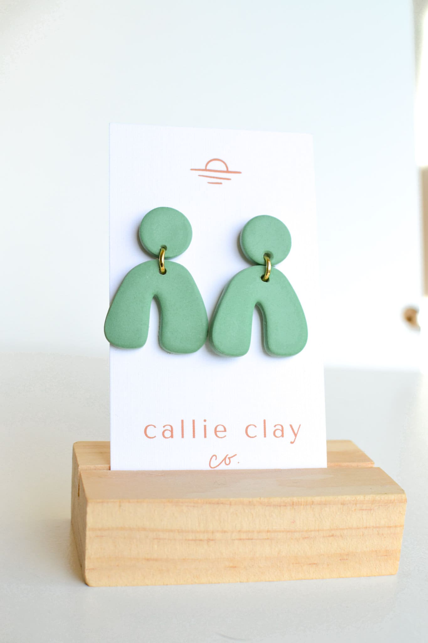 Caroline Arches in Aqua, Handmade Clay Statement Earrings, Modern, Hypoallergenic Titanium Posts