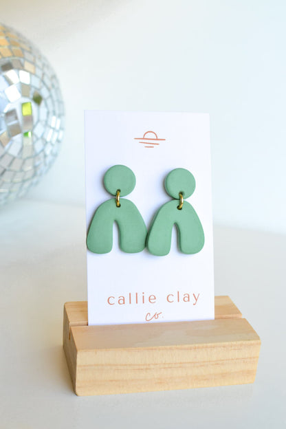 Caroline Arches in Aqua, Handmade Clay Statement Earrings, Modern, Hypoallergenic Titanium Posts