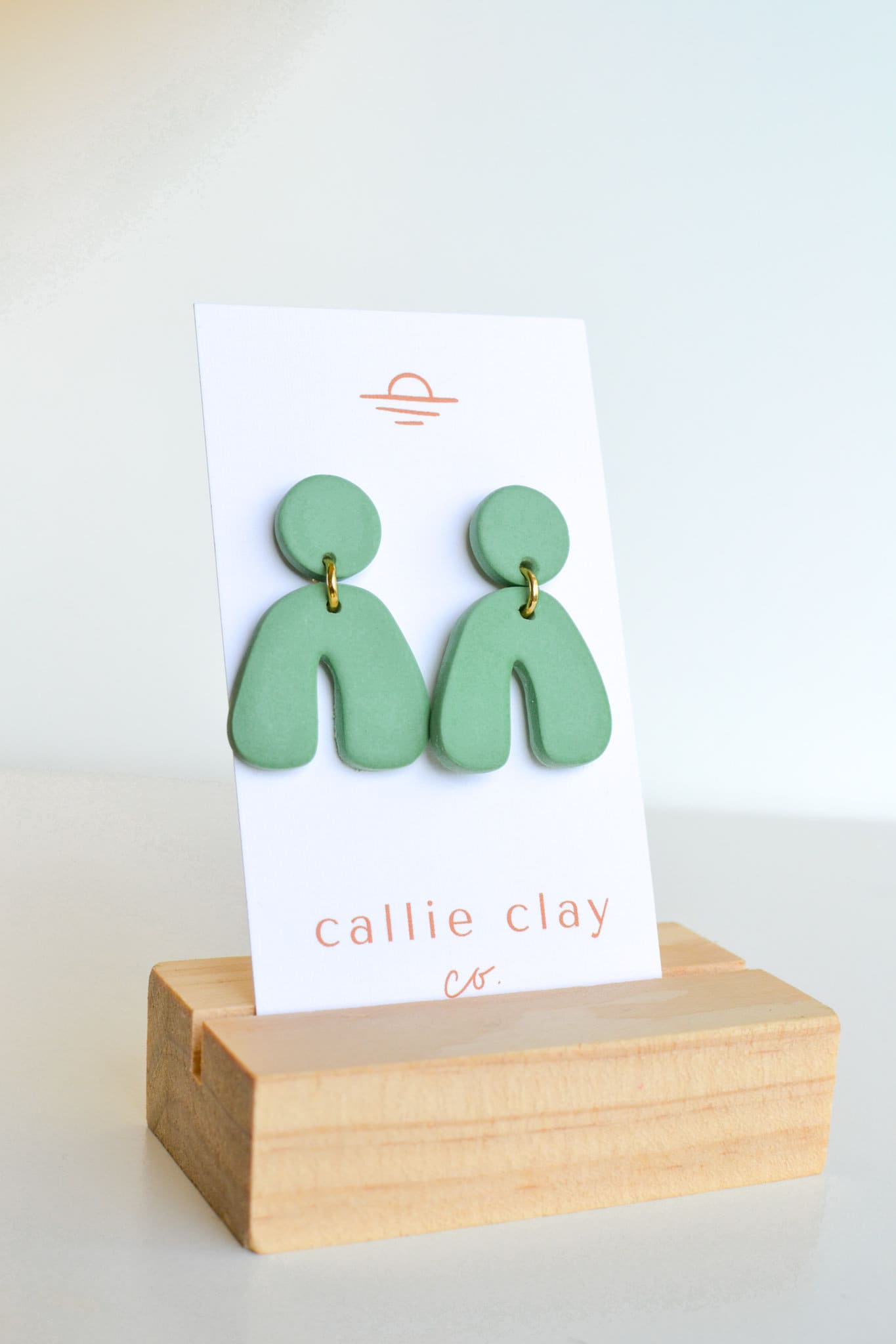 Caroline Arches in Aqua, Handmade Clay Statement Earrings, Modern, Hypoallergenic Titanium Posts