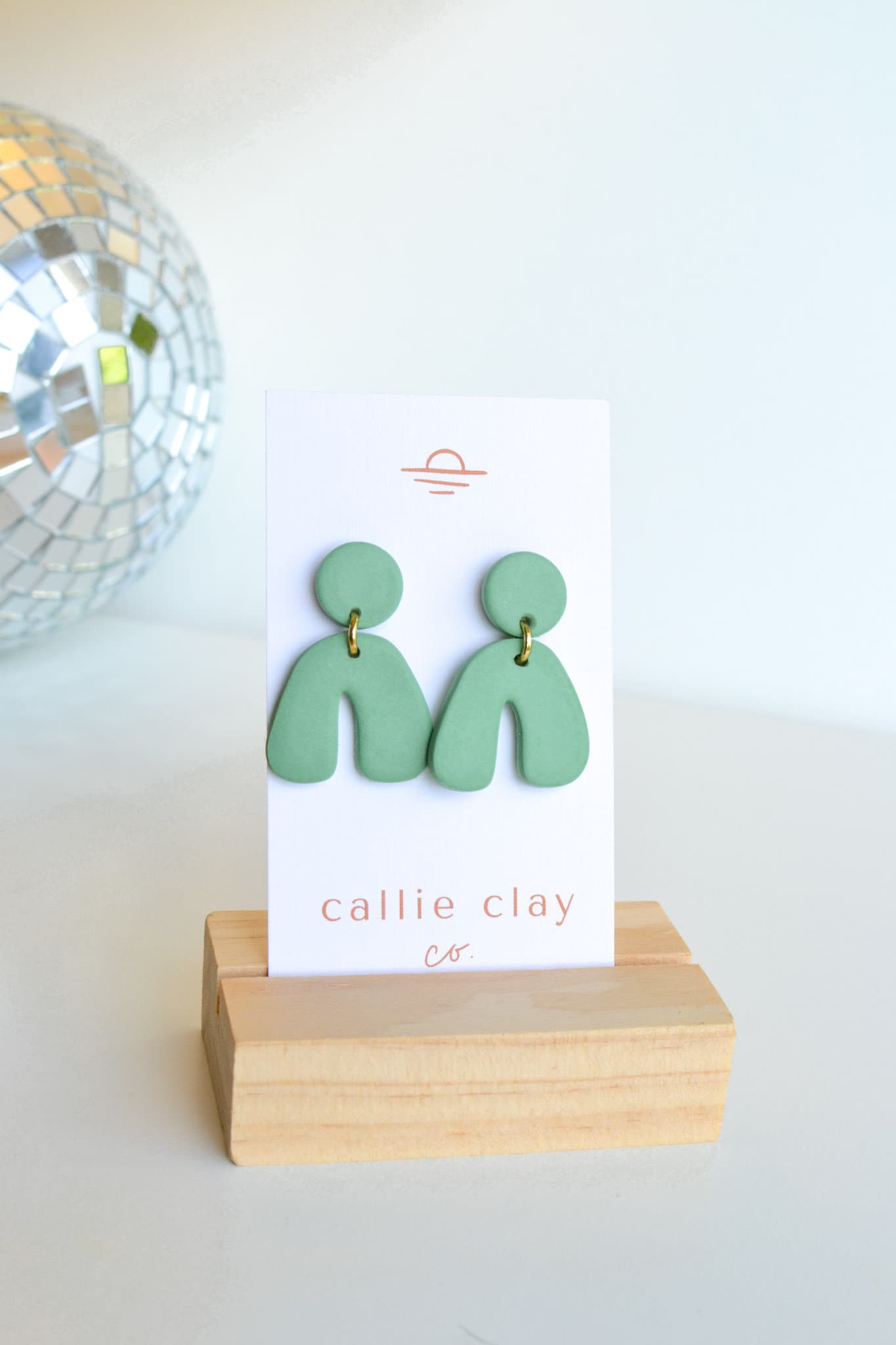 Caroline Arches in Aqua, Handmade Clay Statement Earrings, Modern, Hypoallergenic Titanium Posts