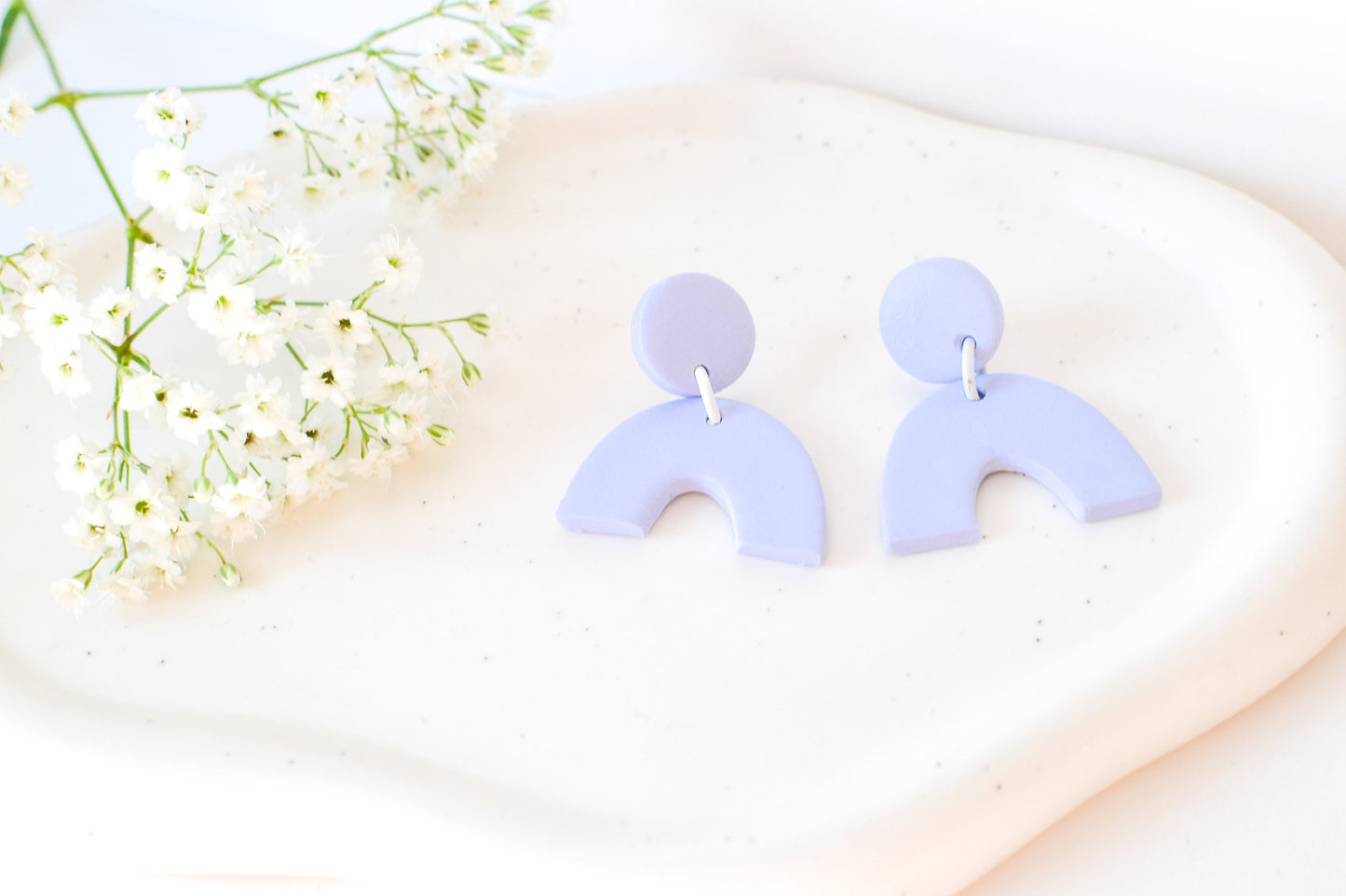 Caroline Arch Earrings, Periwinkle, Handmade Clay Earrings, Hypoallergenic Titanium Posts