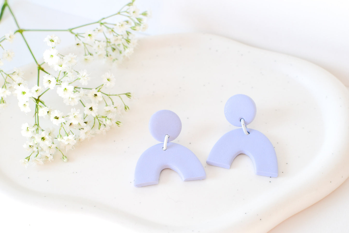 Caroline Arch Earrings, Periwinkle, Handmade Clay Earrings, Hypoallergenic Titanium Posts