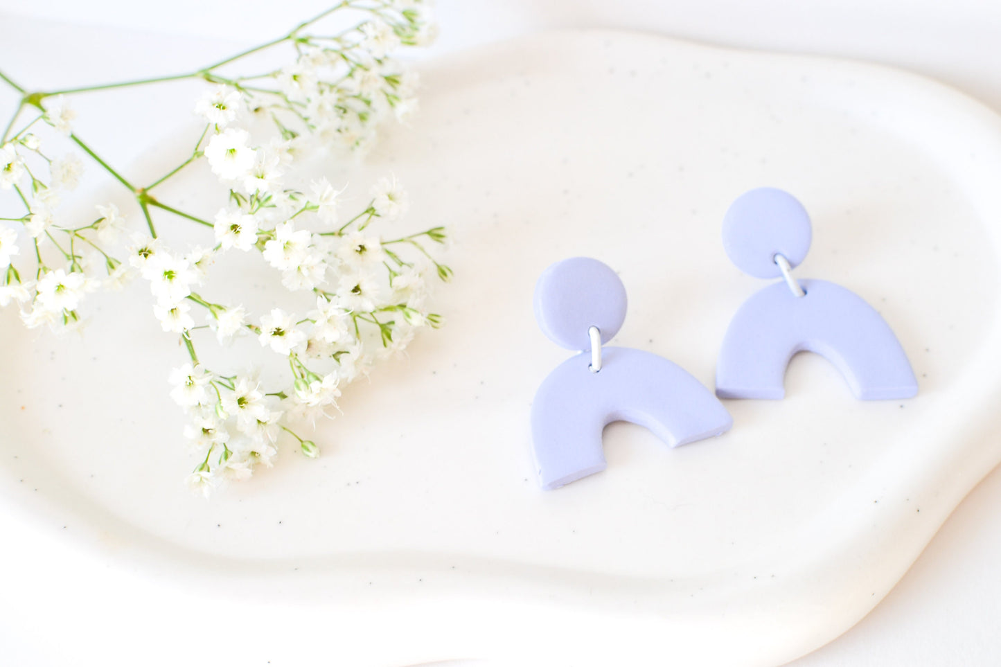 Caroline Arch Earrings, Periwinkle, Handmade Clay Earrings, Hypoallergenic Titanium Posts