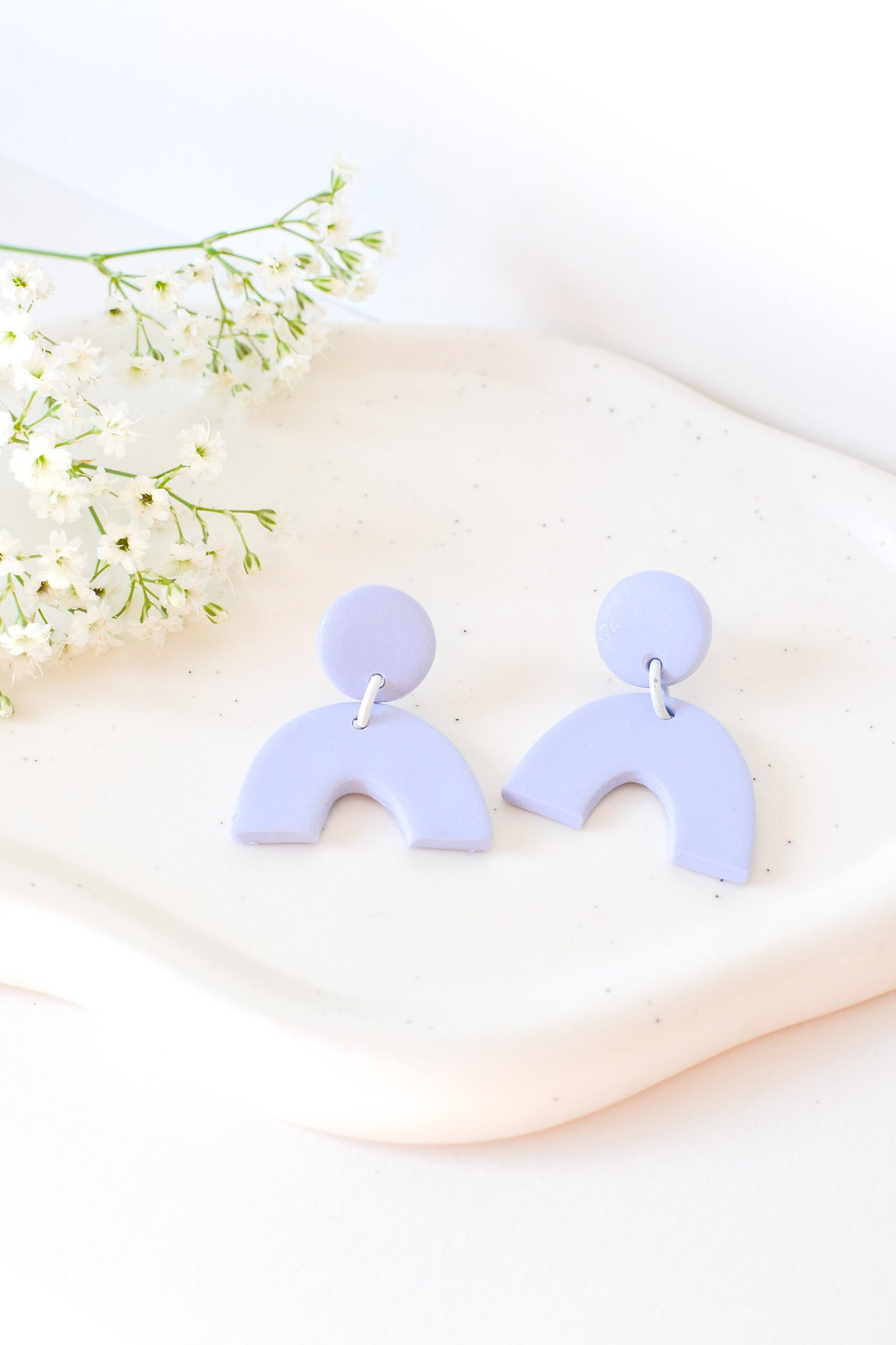 Caroline Arch Earrings, Periwinkle, Handmade Clay Earrings, Hypoallergenic Titanium Posts