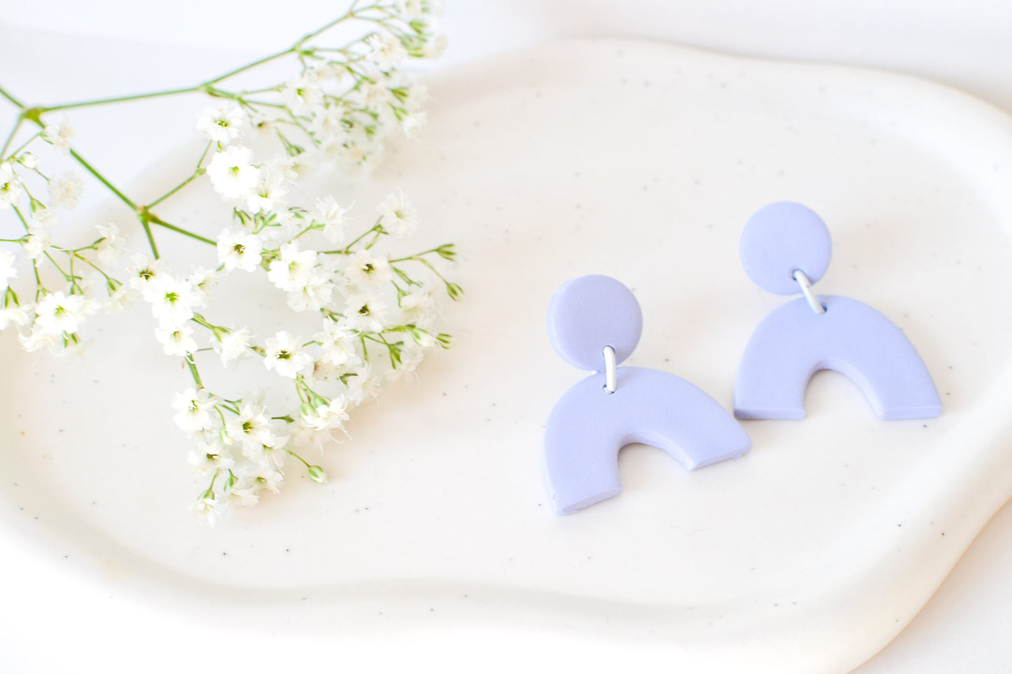 Caroline Arch Earrings, Periwinkle, Handmade Clay Earrings, Hypoallergenic Titanium Posts