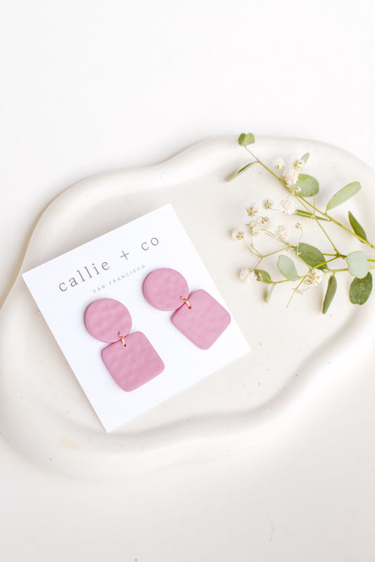 Juni Textured Clay Earrings in Blush, Modern Earrings, Hypoallergenic Titanium Posts, Lightweight, Handmade Statement Earrings, Gift For Her