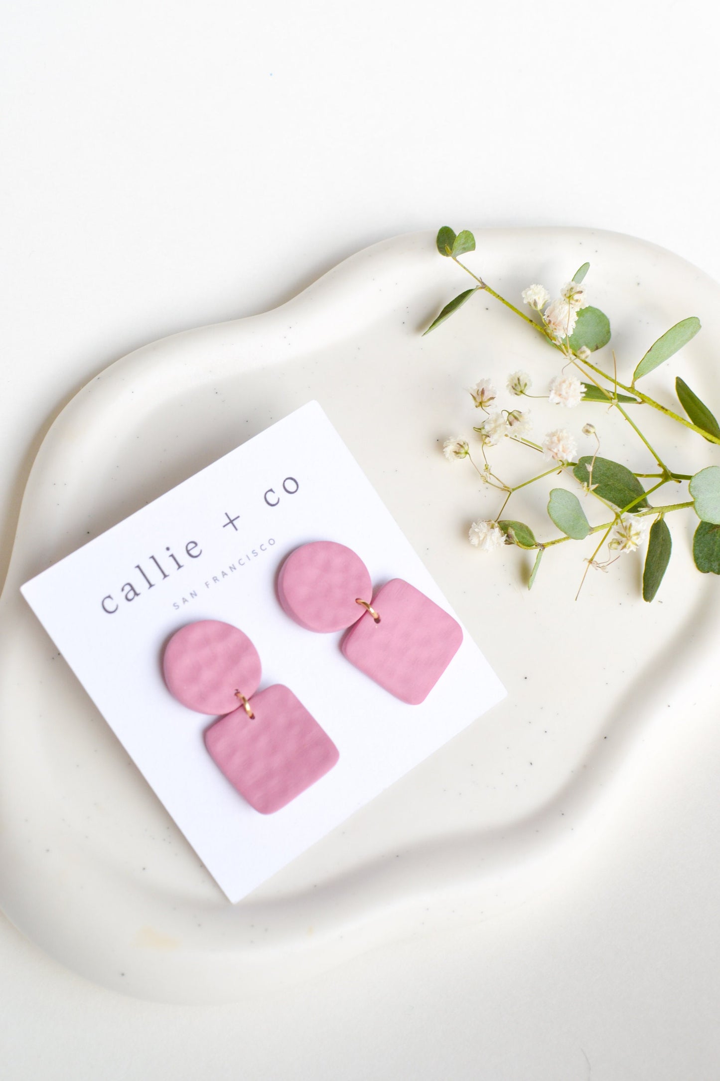 Juni Textured Clay Earrings in Blush, Modern Earrings, Hypoallergenic Titanium Posts, Lightweight, Handmade Statement Earrings, Gift For Her