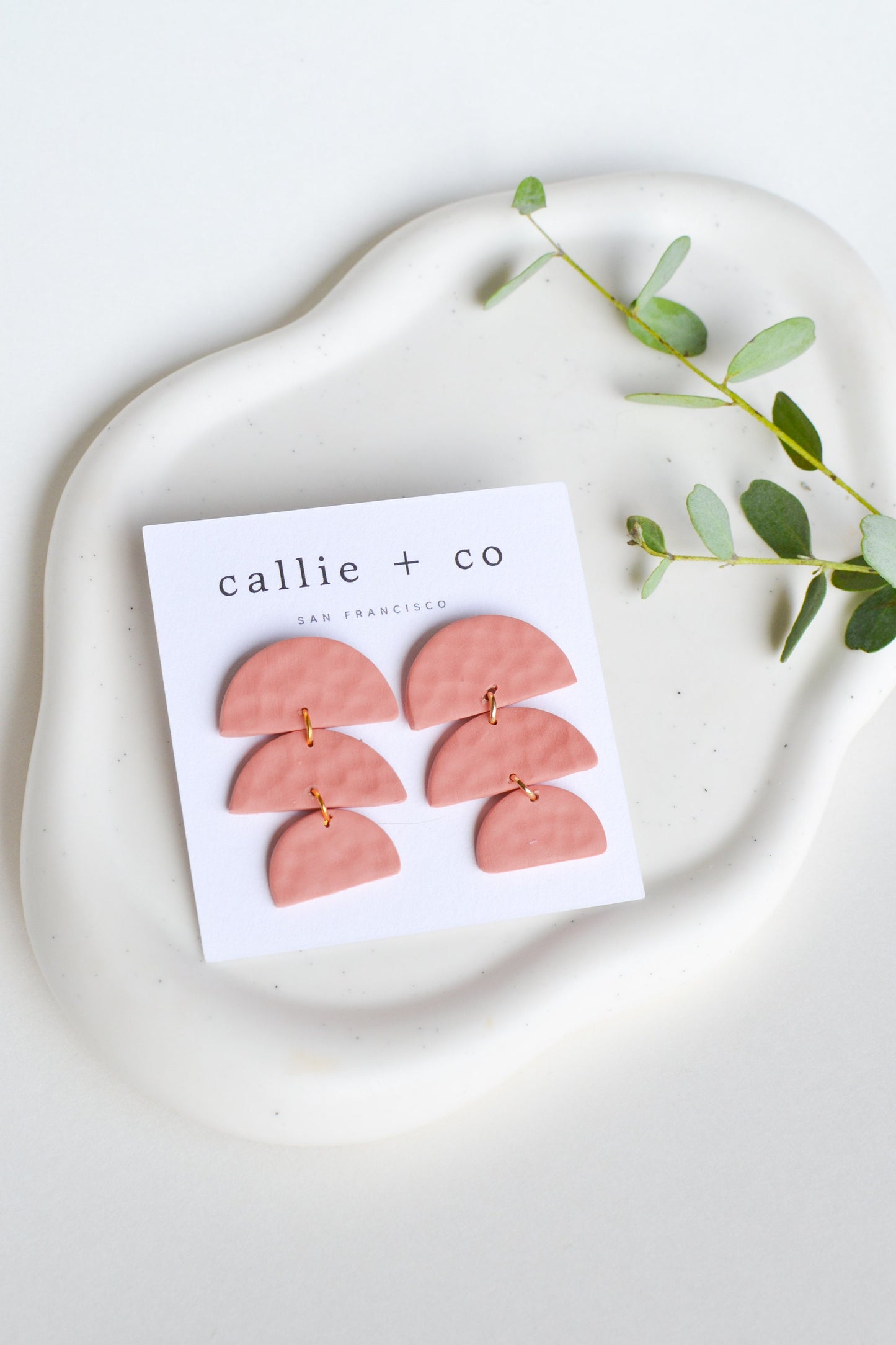 Sadie Clay Statement Earrings in Blush, Textured, Minimalist, Hypoallergenic Titanium Posts, Handmade Statement Earrings, Gift For Her