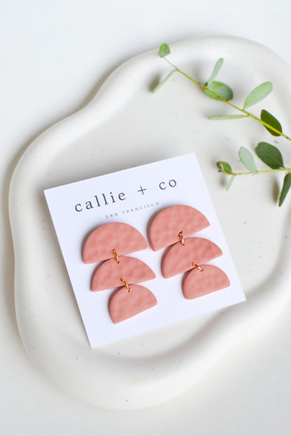 Sadie Clay Statement Earrings in Blush, Textured, Minimalist, Hypoallergenic Titanium Posts, Handmade Statement Earrings, Gift For Her