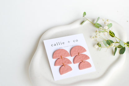 Sadie Clay Statement Earrings in Blush, Textured, Minimalist, Hypoallergenic Titanium Posts, Handmade Statement Earrings, Gift For Her