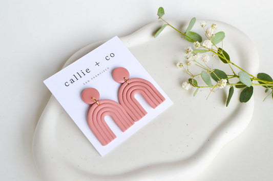 Ailey Arches, Clay Earrings in Blush, Modern Earrings, Hypoallergenic Titanium Posts, Lightweight, Handmade Statement Earrings, Gift For Her