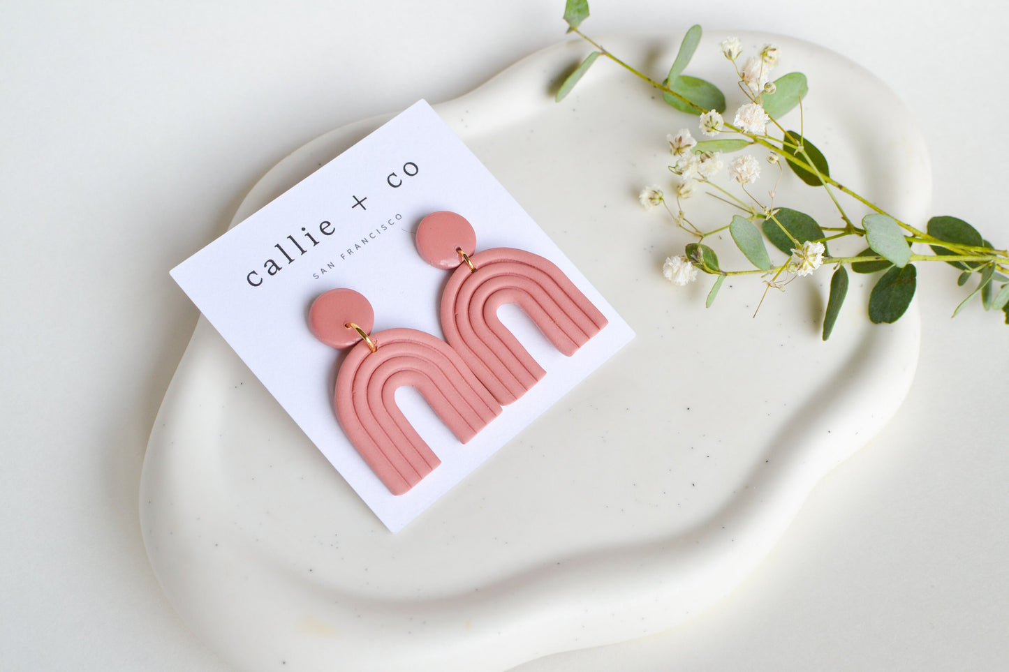 Ailey Arches, Clay Earrings in Blush, Modern Earrings, Hypoallergenic Titanium Posts, Lightweight, Handmade Statement Earrings, Gift For Her