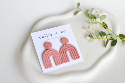 Ailey Arches, Clay Earrings in Blush, Modern Earrings, Hypoallergenic Titanium Posts, Lightweight, Handmade Statement Earrings, Gift For Her