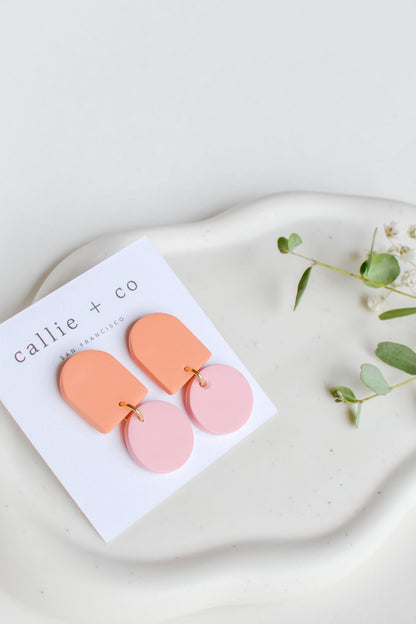 Marigold Modern Statement Earrings, Handmade Clay Earrings, Minimalist Modern, Hypoallergenic Titanium Posts