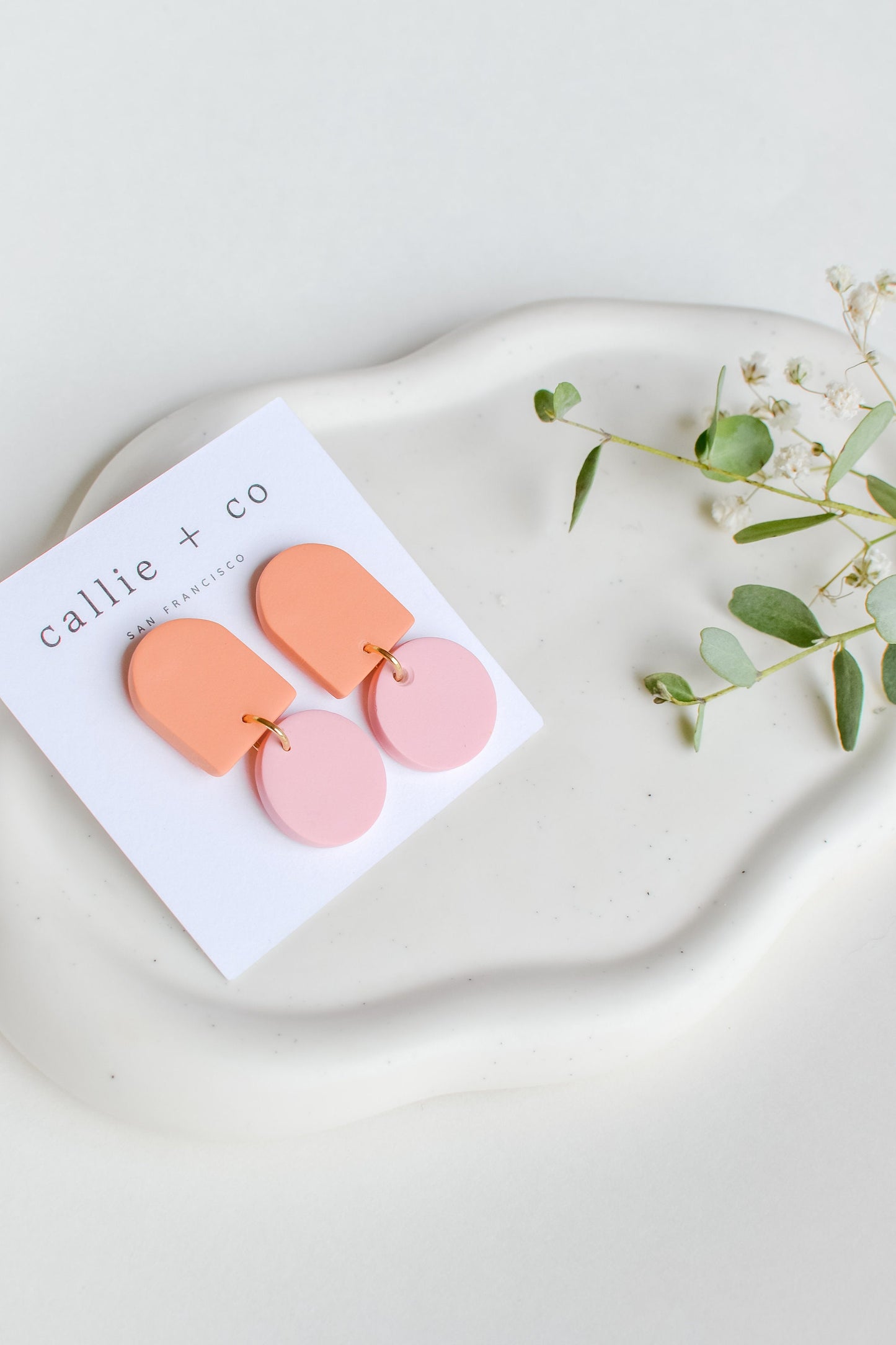 Marigold Modern Statement Earrings, Handmade Clay Earrings, Minimalist Modern, Hypoallergenic Titanium Posts